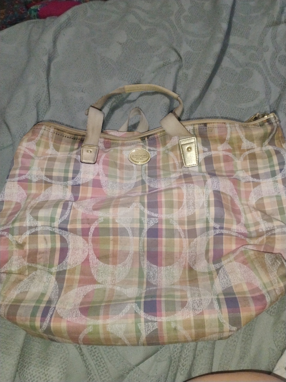 Coach Poppy Madras Tote Bag
